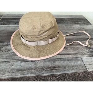 Nike Dri Fit Bucket Hat Tan Pink Trim Hiking Biking Beach Fishing Sun Protection